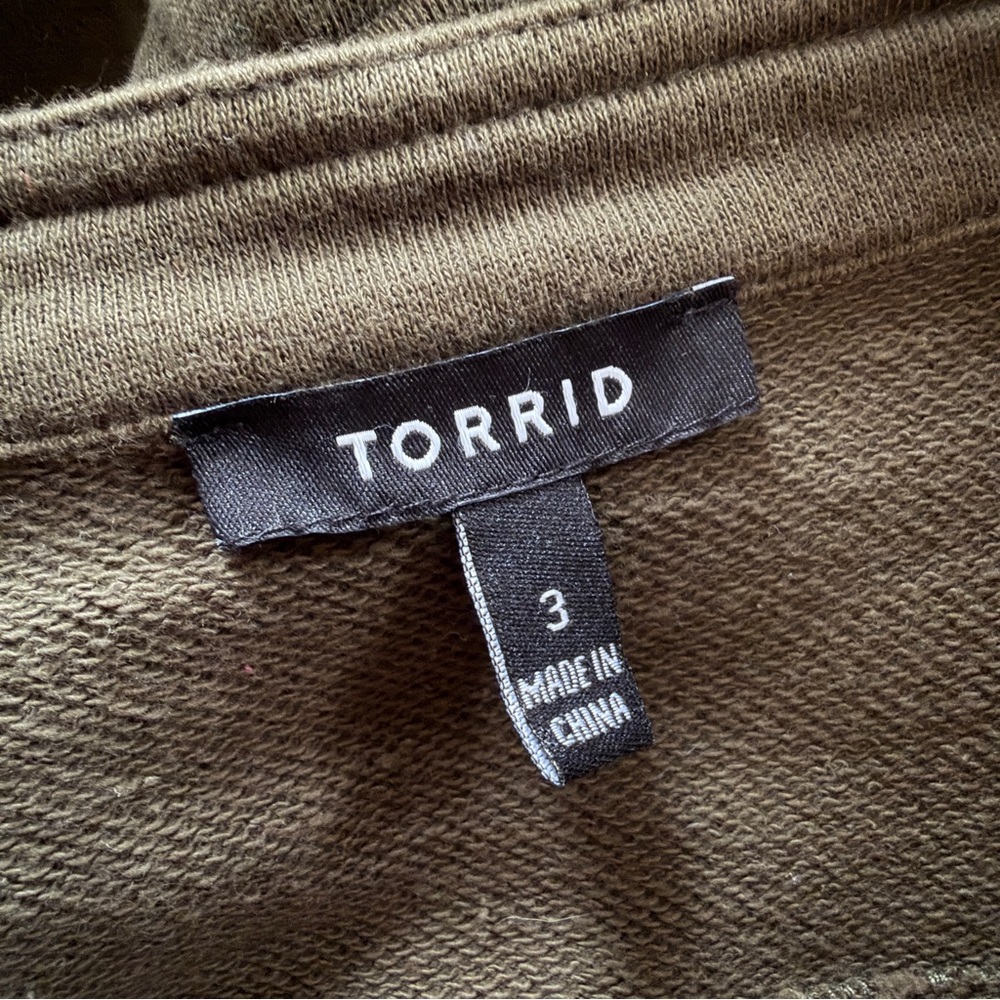 Torrid 3 Embellished Shoulder Knit Peplum Military Style Jacket Plus Curvy 3X - Picture 6 of 9
